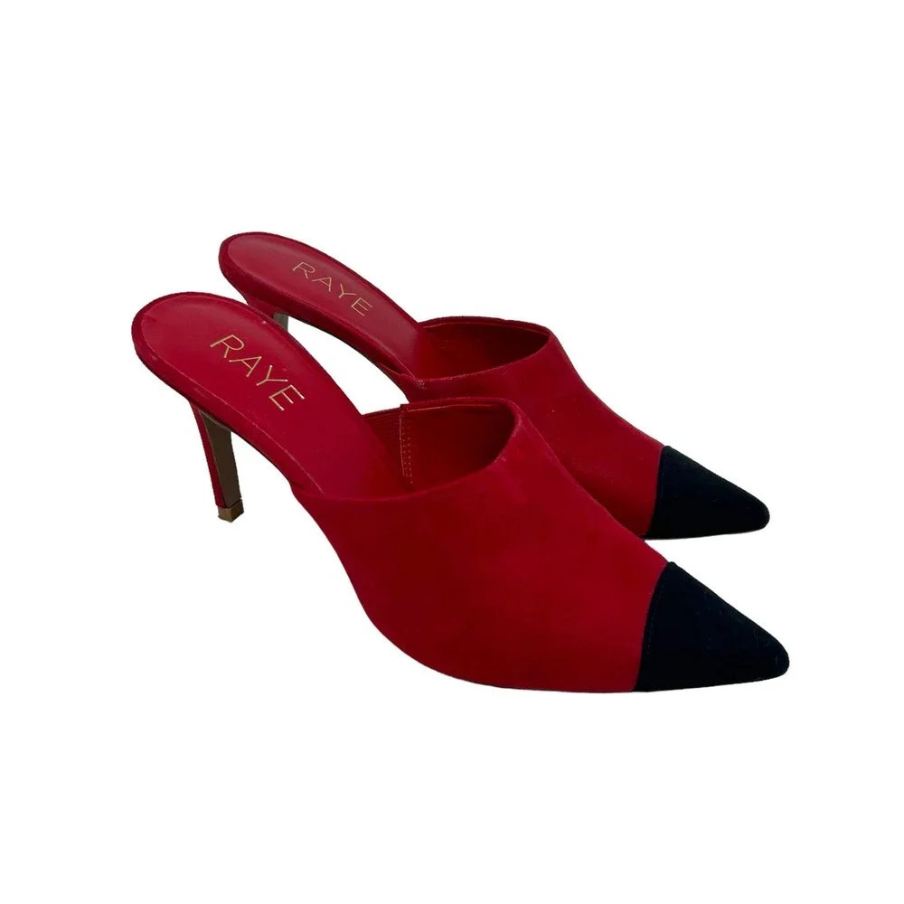 RAYE Phoebe Mule in Red Colorblock Heels Size 7.5